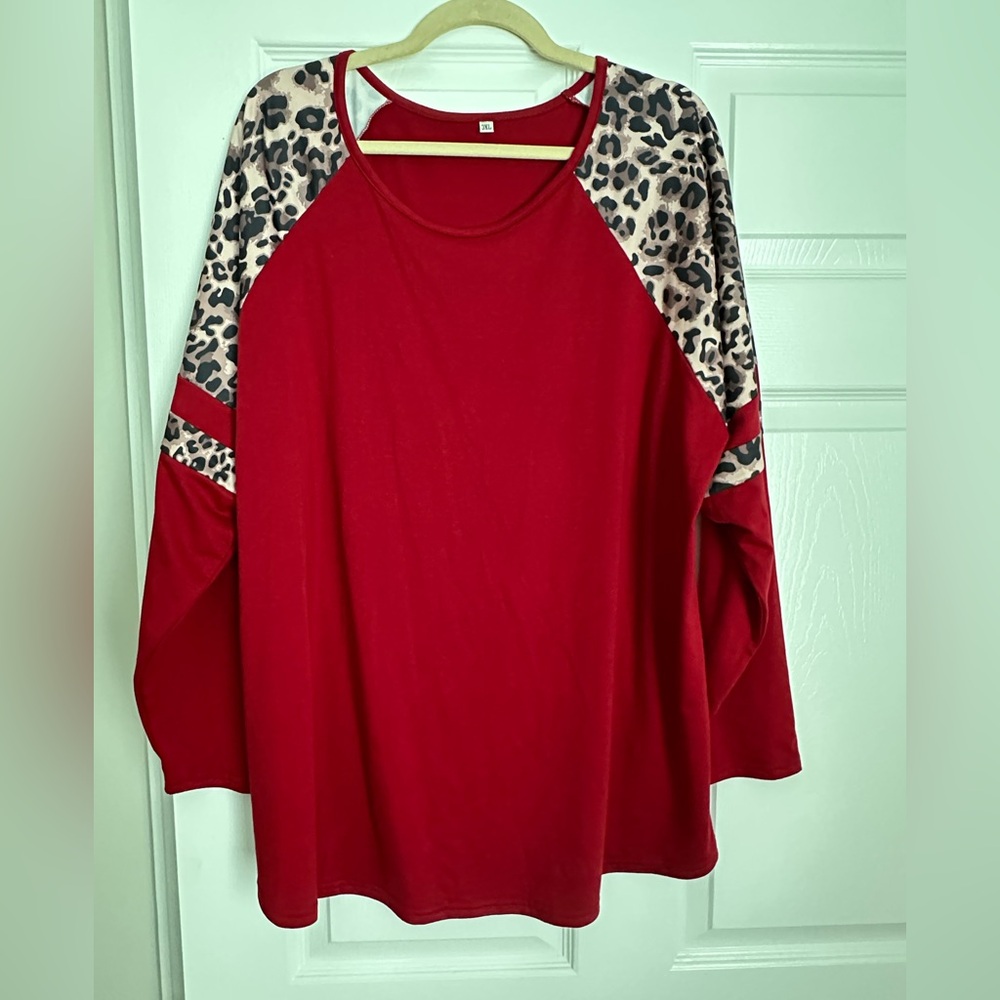 Red Leopard Print Women's Top